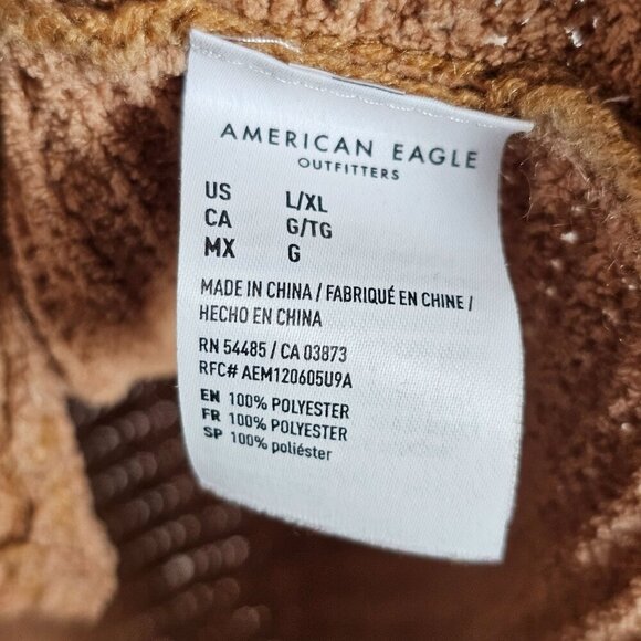 American Eagle Womens V-Neck Knit Sweater Split Hi-Low Hem 3/4 Sleeves Tan L/XL - Picture 7 of 10